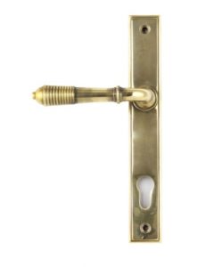 Anvil Reeded Slimeline Lever Espag. Lock Set Aged Brass