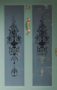 Acid etched patterned glass front door