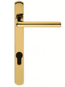Multi Point Lever Lock Rosa Handle Set On Narrow Backplate 220 x 26mm Stainless Brass