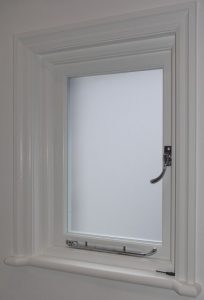 Satin obscured casement window