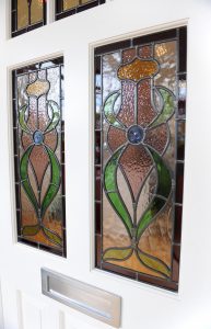 Stained glass timber front door
