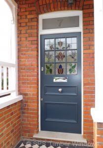 Accoya timber front door London stained glass