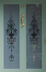 Acid etched patterned glass front door