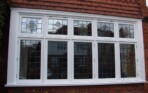 Stained glass timber bay window
