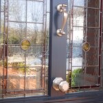 Satin front door fittings
